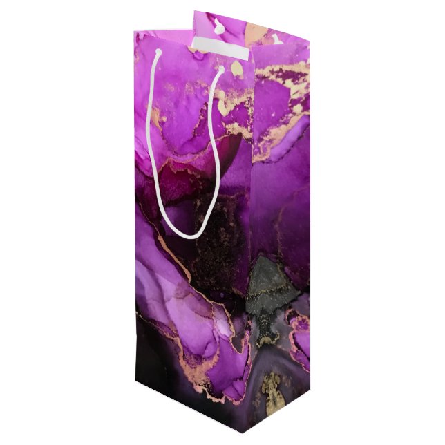 Agate Marbling Black Purple Gold Grand sac cadeau (Dos Angle)