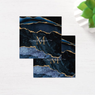Agate Marine Blue Gold Gemstone Marble Nom du mono