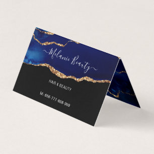 Agate Marine Carte de visite en or marbre bleu mar