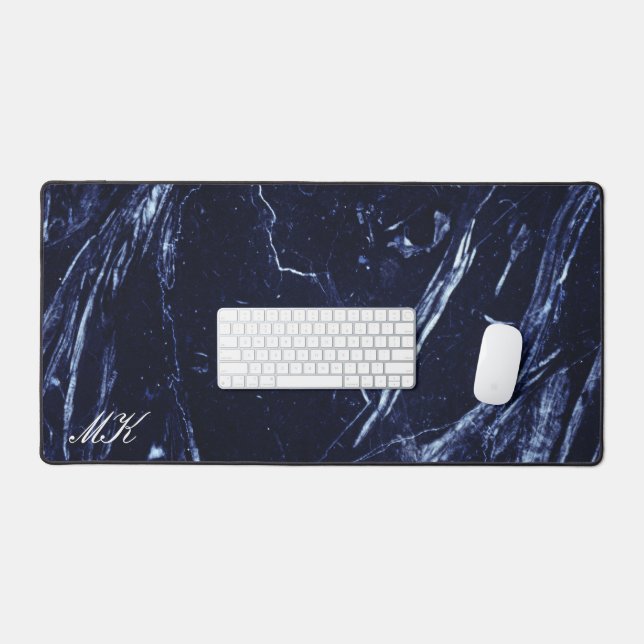 Agate Marine Marbre Bleu Nom personnalisé Lettre (Clavier et souris)
