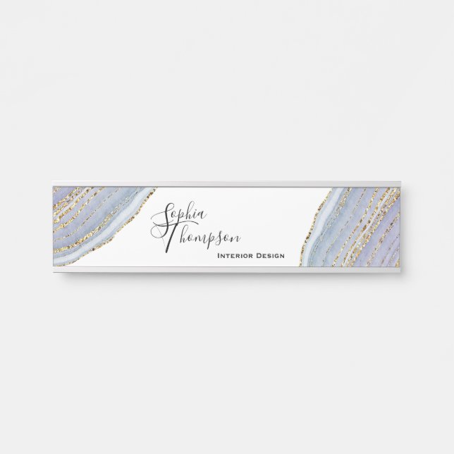 Agate moderne de Geode de lavande d'or - plaque (Devant)