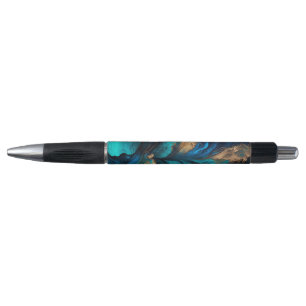 Agate Navy Blue Gold Gemstone Marble Geode Luxury Pen