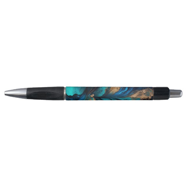 Agate Navy Blue Gold Gemstone Marble Geode Luxury  Pen (Front)