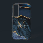 Agate Navy Blue Gold Glitter Marble Custom Name Samsung Galaxy Case<br><div class="desc">Monogram Name Agate Navy Blue Gold Gemstone Marble Geode Glitter Sparkle Personalized Birthday - Anniversary or Wedding Gift / Suppliest - Add Your Letter / Name - Text or Remove - Make Your Special Gift - Resize and move or remove and add text / elements with customization tool. Design by...</div>