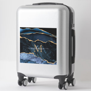 Agate Navy Blue Gold Nom personnalisé Sticker