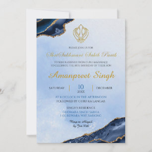 Agate Navy Sri Sukhmani Sahib Path 18th Birthday Invitation