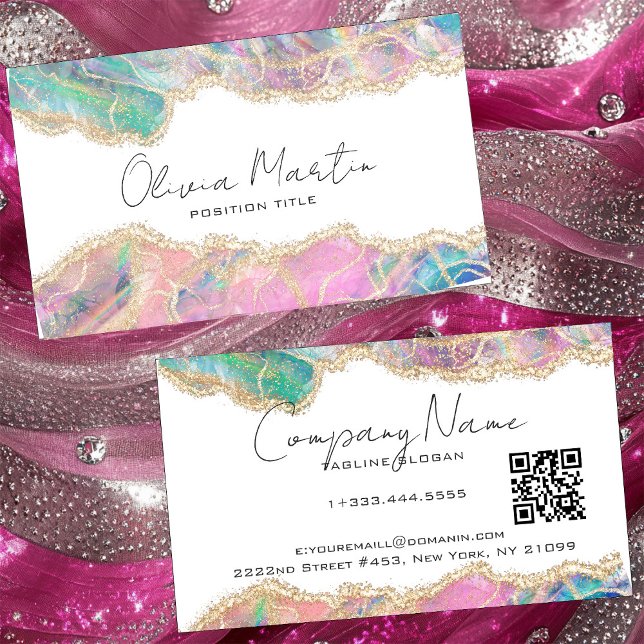 Agate Opal Borders Overlays Business Card (Creator Uploaded)