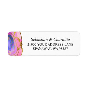 Agate Pink Aquarelle Ombre Modern Gold Adresse