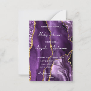Agate Purple Gold Baby Girl Shower Invitation