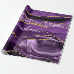 Agate Purple Gold Custom Name Gift Wrapping Paper<br><div class="desc">Wrapping Paper with Agate Purple Violet Gold Glitter Geode Custom Name Sparkle Marble Personalized Birthday - Anniversary or Wedding Gift / Suppliest - Add Your Name - Text or Remove - Make Your Special Gift - Resize and move or remove and add text / elements with Customization tool. Choose font...</div>