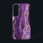 Agate Purple Gold Glitter Marble Custom Name Samsung Galaxy Case<br><div class="desc">Agate Purple Violet Gold Glitter Geode Custom Name Sparkle Marble Personalized Birthday - Anniversary or Wedding Gift / Suppliest - Add Your Name - Text or Remove - Make Your Special Gift - Resize and move or remove and add text / elements with customization tool. Design by MIGNED. Please see...</div>
