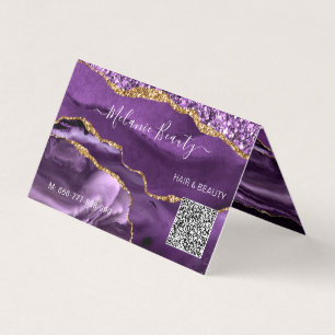 Agate Purple Gold QR Code Business Card
