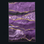 Agate Purple Violet Gold Glitter Geode Custom Name Kitchen Towel<br><div class="desc">Agate Purple Violet Gold Glitter Geode Custom Name Sparkle Marble Personalized Birthday - Anniversary or Wedding Gift / Suppliest - Add Your Name - Text or Remove - Make Your Special Gift - Resize and move or remove and add text / elements with customization tool. Design by MIGNED. Please see...</div>