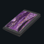 Agate Purple Violet Gold Glitter Geode Custom Name Trifold Wallet<br><div class="desc">Agate Purple Violet Gold Glitter Geode Custom Name Sparkle Marble Personalized Birthday - Anniversary or Wedding Gift / Suppliest - Add Your Name - Text or Remove - Make Your Special Gift - Resize and move or remove and add text / elements with customization tool. Design by MIGNED. Please see...</div>