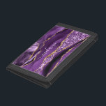 Agate Purple Violet Gold Glitter Geode Custom Name Trifold Wallet<br><div class="desc">Agate Purple Violet Gold Glitter Geode Custom Name Sparkle Marble Personalized Birthday - Anniversary or Wedding Gift / Suppliest - Add Your Name - Text or Remove - Make Your Special Gift - Resize and move or remove and add text / elements with customization tool. Design by MIGNED. Please see...</div>