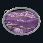 Agate Purple Violet Gold Glitter Name Belt Buckle<br><div class="desc">Agate Purple Violet Gold Glitter Geode Custom Name Sparkle Marble Personalized Birthday - Anniversary or Wedding Gift / Suppliest - Add Your Name - Text or Remove - Make Your Special Gift - Resize and move or remove and add text / elements with customization tool. Design by MIGNED. Please see...</div>