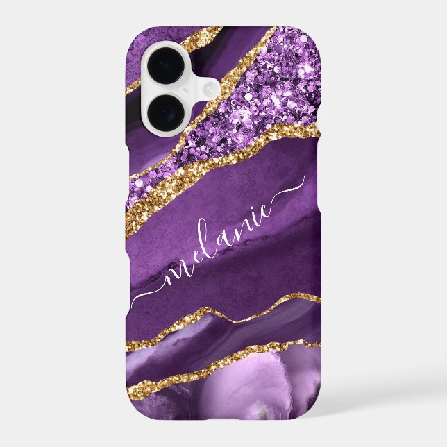 Agate Purple Violet Gold Glitter Your Name (Back)