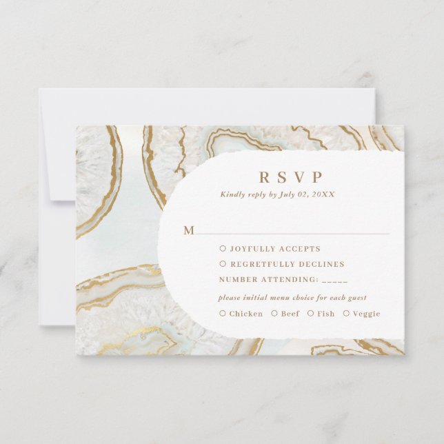 Agate Quartz Background RSVP Response Card (Front)