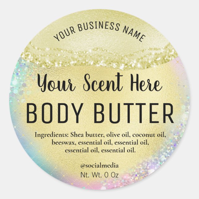 Agate Rainbow Coloured Body Butter Labels (Front)