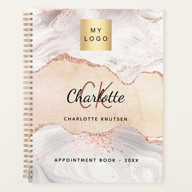 Agate rose or monogramme logo entreprise 2025 (Devant)