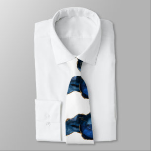Agate Sapphire with Gold Veins Tie