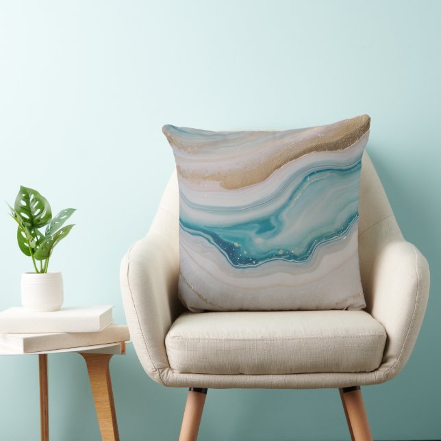 Agate Seascape Scrapbook Paper Throw Pillow (Chair)