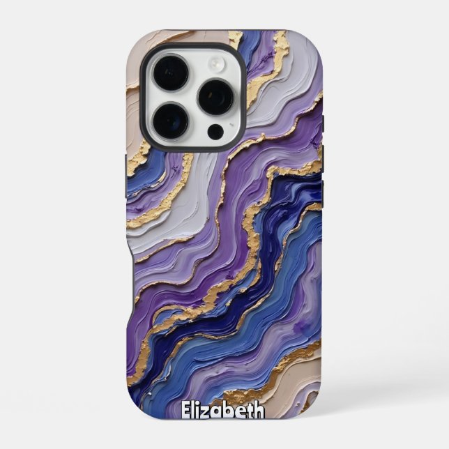 Agate Slice Abstract in Purple iPhone Case (Back)