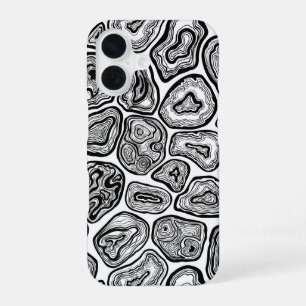 Agate slices in black and white iPhone 16 case