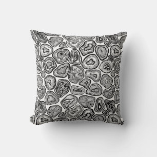 Agate slices in black and white throw pillow