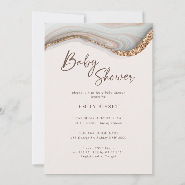Agate Stone Marble Baby Shower Invitation (Front)
