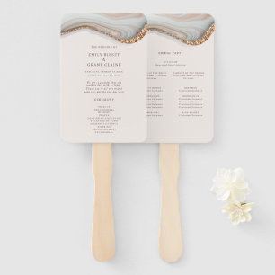 Agate Stone Marble Ceremony Program Hand Fan