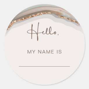 Agate Stone Marble Hello My Name is sticker label