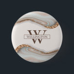 Agate Stone Marble Monogram Name Badge 2 Inch Round Button<br><div class="desc">Designed to coordinate with our Natural Marble Agate Collection,  this badge features a simple monogram with name on gorgeous marble agate texture. For more advanced customisation of this design,  e.g. changing layout,  font or text size please click the "CUSTOMIZE" button above. Please contact me for any questions!</div>