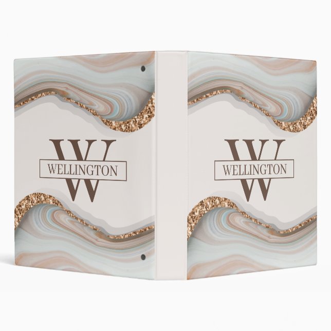 Agate Stone Marble Monogram Name Binder (Background)
