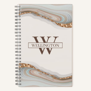 Agate Stone Marble Monogram Name Notebook