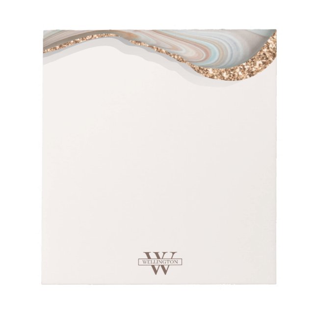 Agate Stone Marble Monogram Name  Notepad (Front)