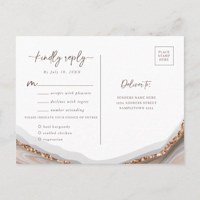 Agate Stone Marble RSVP Postcard (Back)