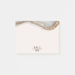 Agate Stone Marbre Monogramme Nom Post-it Notes
