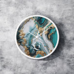 Agate Stone Monogram Teal Clock<br><div class="desc">This realistic agate stone illustration showcases the depth, complexity, and natural allure of this gem, making it a stunning piece of art that brings the beauty of nature to life.</div>