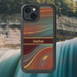 Agate Strata Look - Burgundy Rust and Dusty Aqua