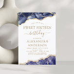 Agate Sweet Sixteen 16 Navy Blue Gold Invitation<br><div class="desc">Agate Geode Navy Blue and Gold Foil Birthday Party Invitations - includes modern beautiful and elegant script for the special Sweet Sixteen (16th) Birthday Celebration.</div>