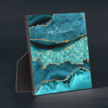 Agate Teal Blue Gold Glitter Gemstone Custom Name  Plaque<br><div class="desc">Agate Teal Blue Gold Glitter Gemstone Custom Name Geode Marble Sparkle Personalized Birthday - Anniversary or Wedding Gift / Suppliest - Add Your Name - Text or Remove - Make Your Special Gift - Resize and move or remove and add text / elements with customization tool. Design by MIGNED. Please...</div>
