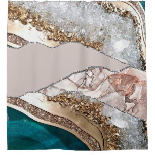 Agate Teal Blue Gold Glitter Marble Aqua Turquoise