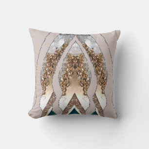 Agate Teal Blue Gold Glitter Marble Aqua Turquoise Throw Pillow