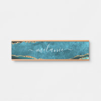 Agate Teal Blue Gold Glitter Marble Turquoise Name
