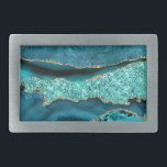 Agate Teal Blue Gold Marble Turquoise Belt Buckle<br><div class="desc">Belt Buckle with Agate Teal Blue Gold Glitter Marble Aqua Turquoise Geode Customizable Gift - or Add Your Name / Text - Make Your Special Belt Buckle Gift ! Resize and move or remove / add text / elements with Customization tool ! Design by MIGNED ! Please see my other...</div>