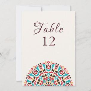 Agate Turquoise Mandala Numéro de Table de Mariage