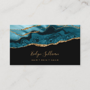 Agate turquoise sur carte de visite noir