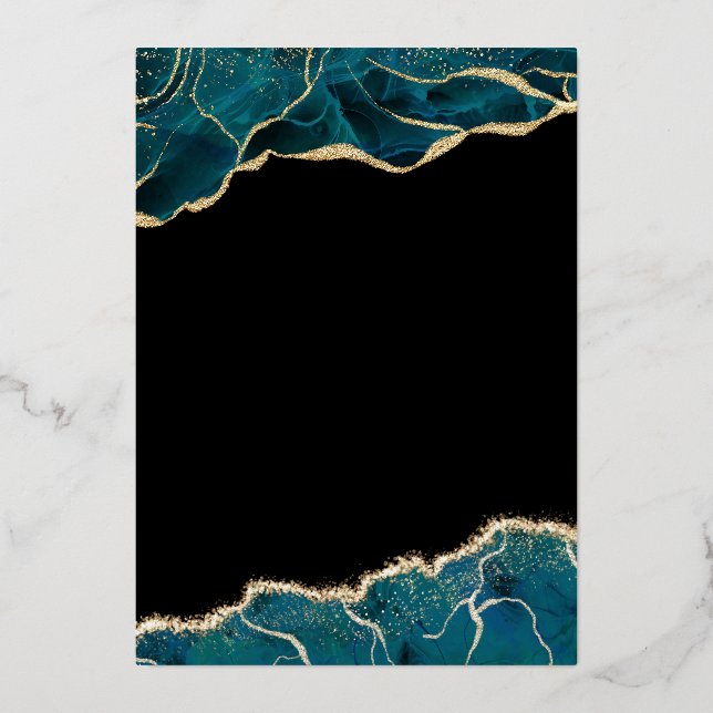 Agate Turquoise Teal Black Gold Wedding (Front)