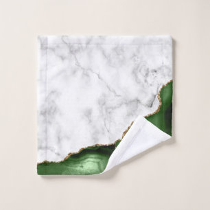 Agate Vert Chasseur Marbre Blanc Paillettes Or